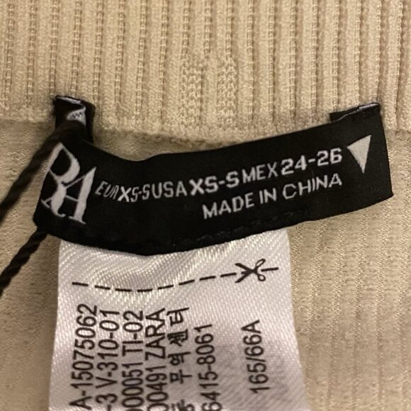 Zara Women's Ribbed Leggings Ankle Length Pull On Stretch Ivory Size XS / S NWT - Picture 10 of 13